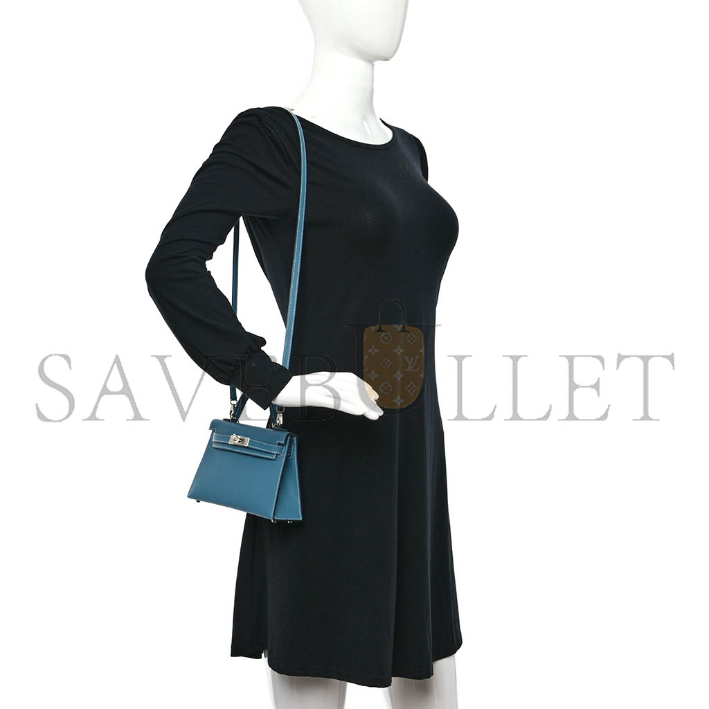 HERMÈS EPSOM MINI KELLY II NEW BLUE JEAN (19*12*5.5cm)